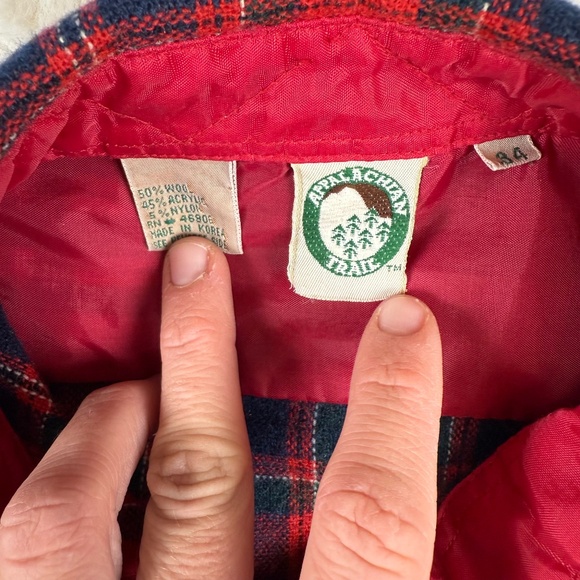 Appalachian Trail Vintage Wool Blend Flannel Plaid Button Up Shirt Red Men's XS - Picture 3 of 6